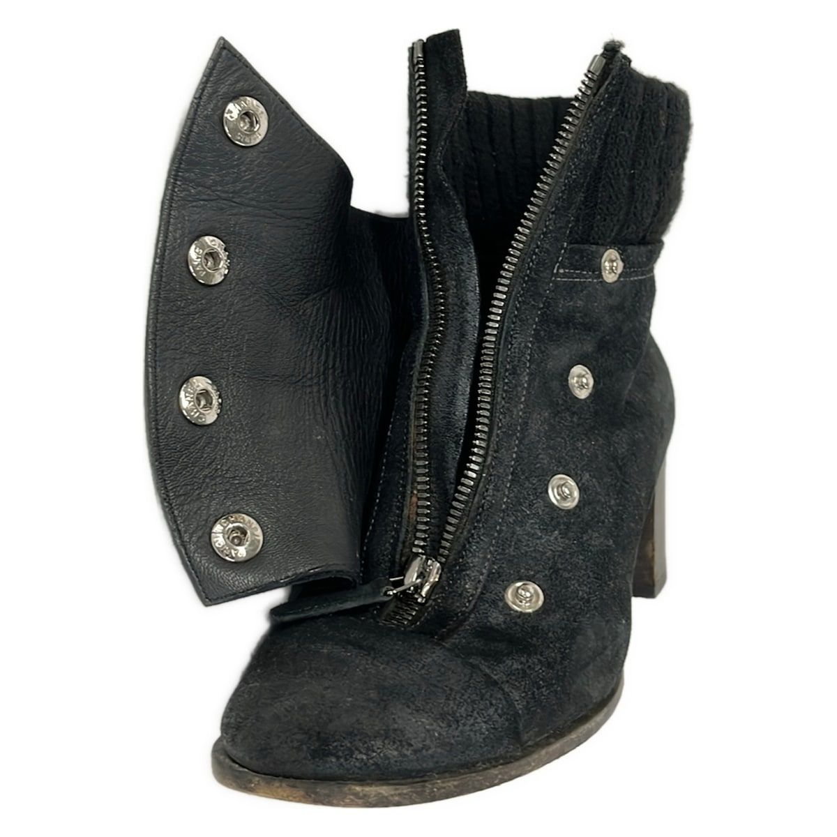 Chanel Short Boots 37 C Black Silver Wool — view 5