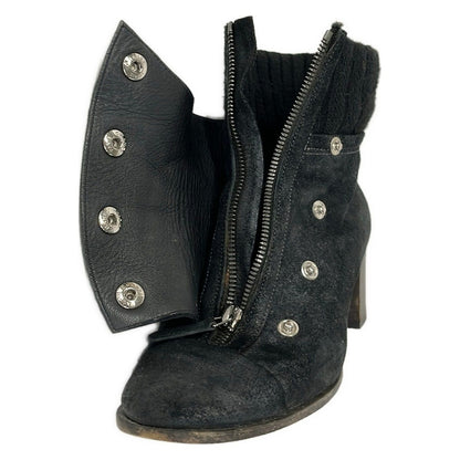 Chanel Short Boots 37 C Black Silver Wool — view 5