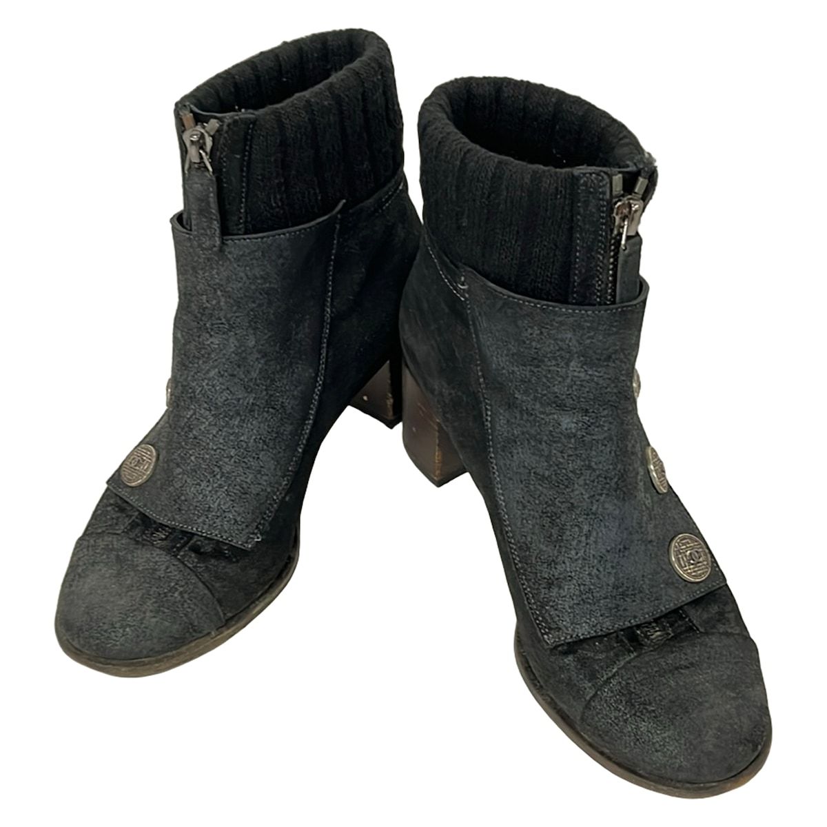 Chanel Short Boots 37 C Black Silver Wool — view 2