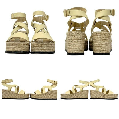 Loewe Thick Sole Sandals Beige Light Yellow Leather Wedges — view 2