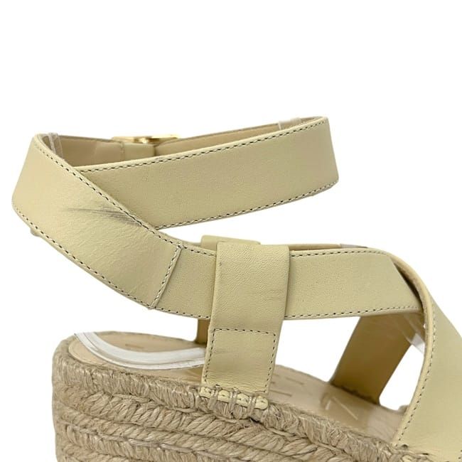 Loewe Thick Sole Sandals Beige Light Yellow Leather Wedges — view 8
