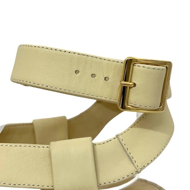 Loewe Thick Sole Sandals Beige Light Yellow Leather Wedges — view 6