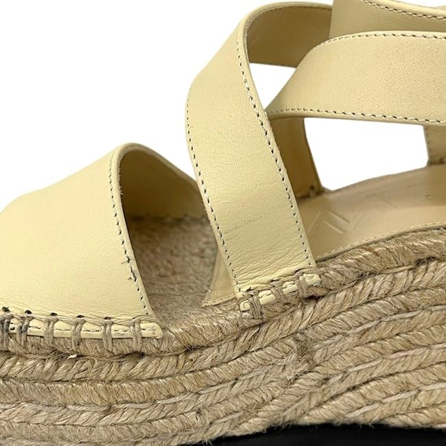 Loewe Thick Sole Sandals Beige Light Yellow Leather Wedges — view 7