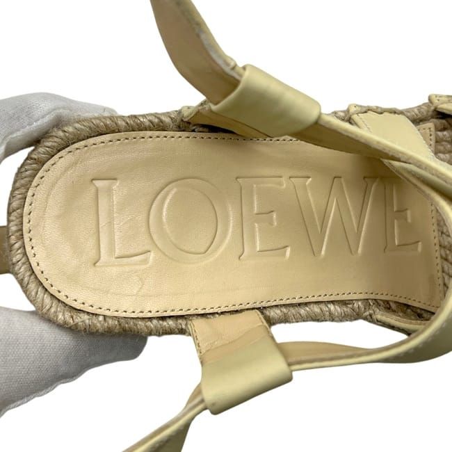 Loewe Thick Sole Sandals Beige Light Yellow Leather Wedges — view 4