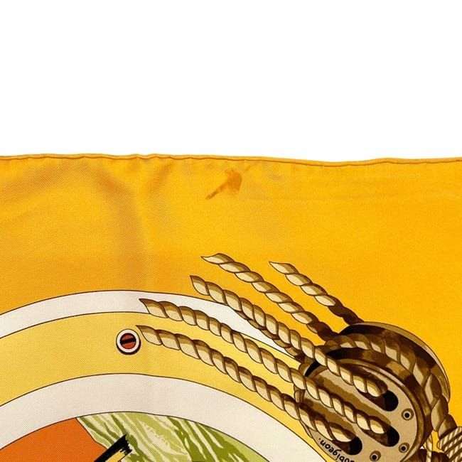 Hermes Scarf Carre 90 Yellow Belles Amures Aesthetics Of Sails Already Cleaned — view 6