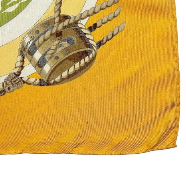 Hermes Scarf Carre 90 Yellow Belles Amures Aesthetics Of Sails Already Cleaned — view 7