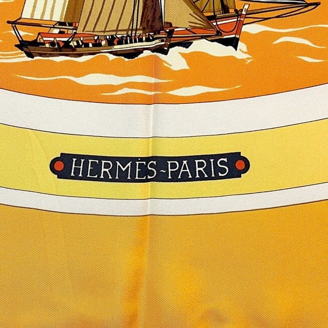 Hermes Scarf Carre 90 Yellow Belles Amures Aesthetics Of Sails Already Cleaned — view 3
