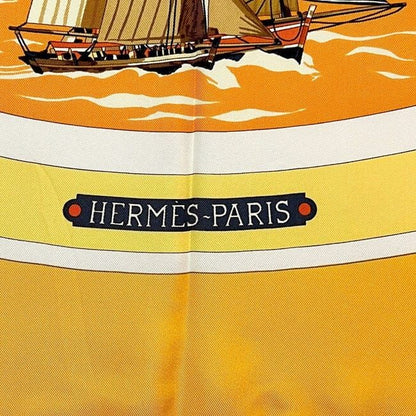 Hermes Scarf Carre 90 Yellow Belles Amures Aesthetics Of Sails Already Cleaned — view 3