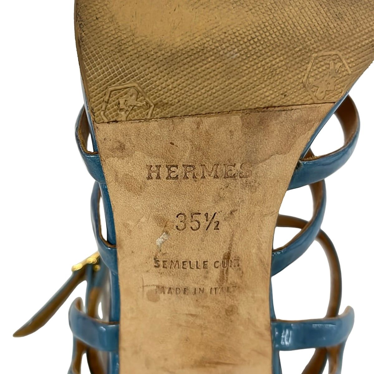 Hermes Sandals 35.5 Blue Leather — view 6