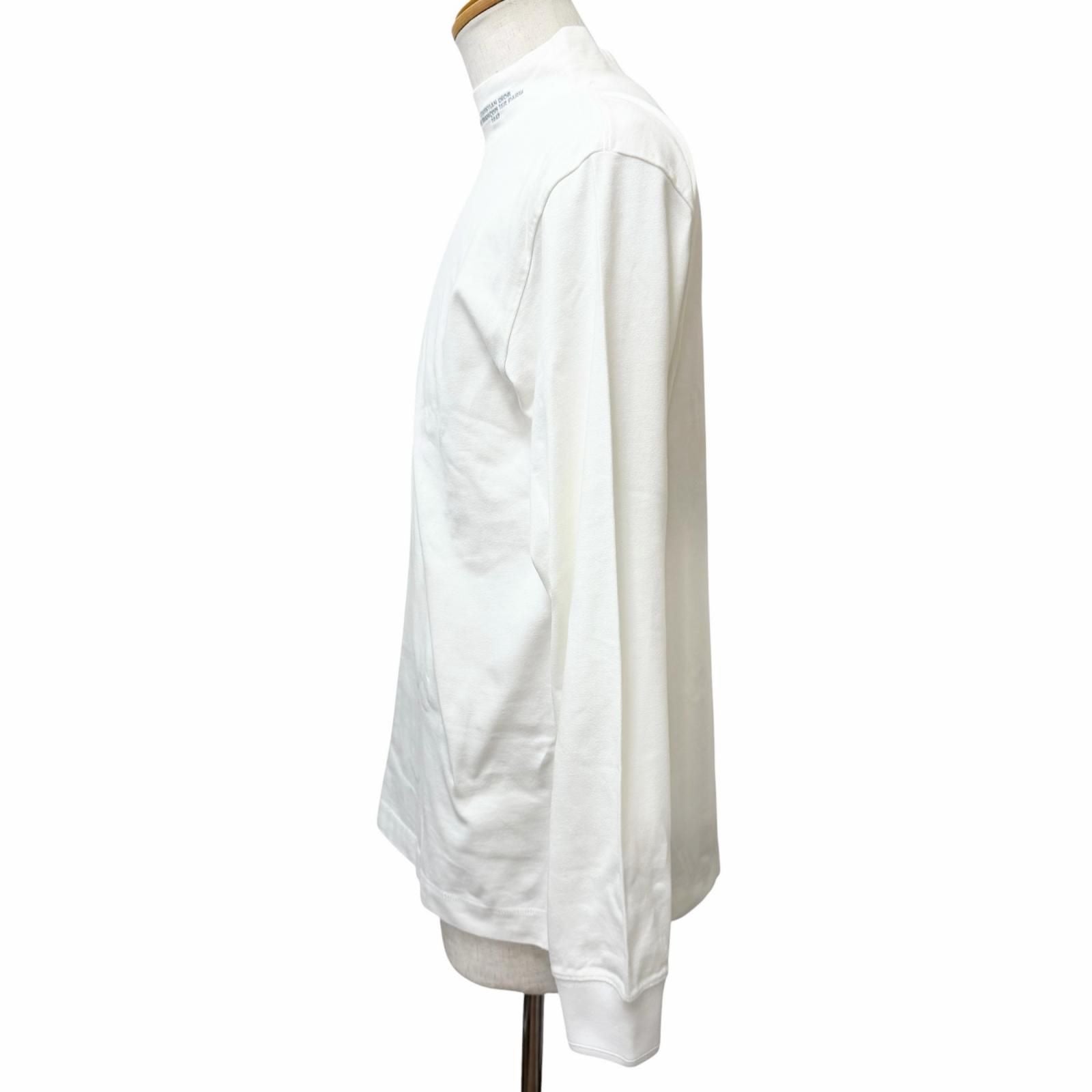 Dior Homme Logo Embroidery Mock Neck Long Sleeve T-Shirt White — view 3