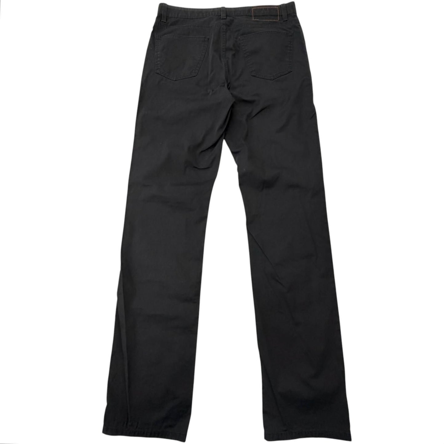 Hermes Series Button Fly Logo Leather Patch Cotton Pants Black 40 — view 2