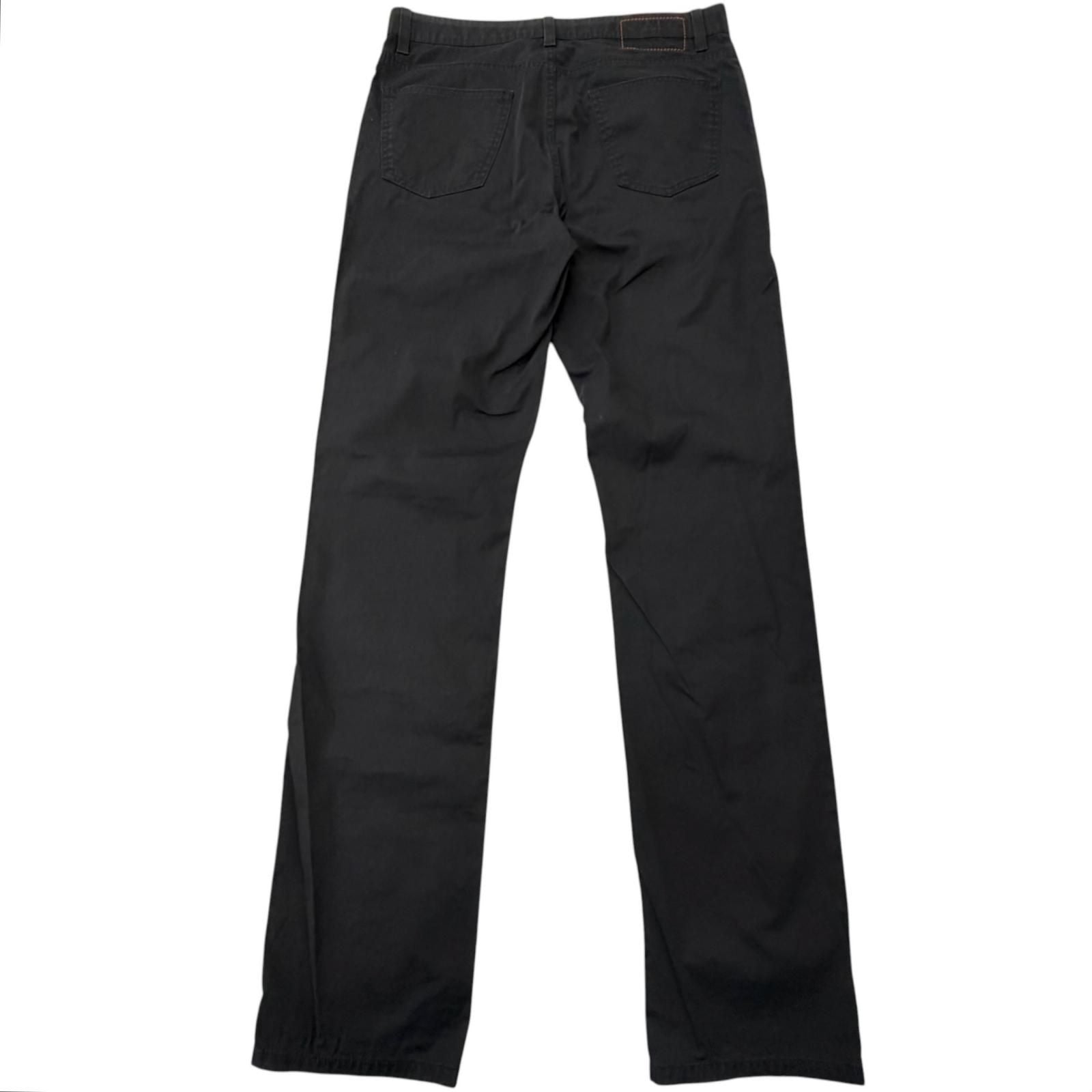 Hermes Series Button Fly Logo Leather Patch Cotton Pants Black 40 — view 2