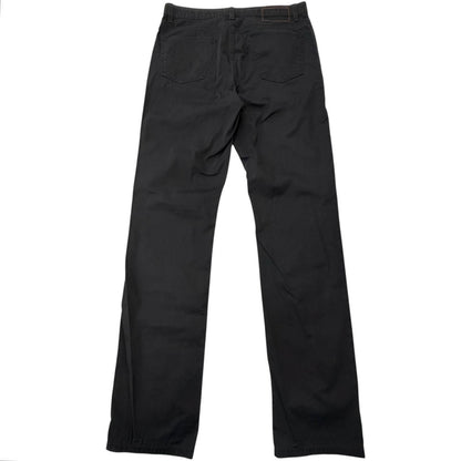 Hermes Series Button Fly Logo Leather Patch Cotton Pants Black 40 — view 2