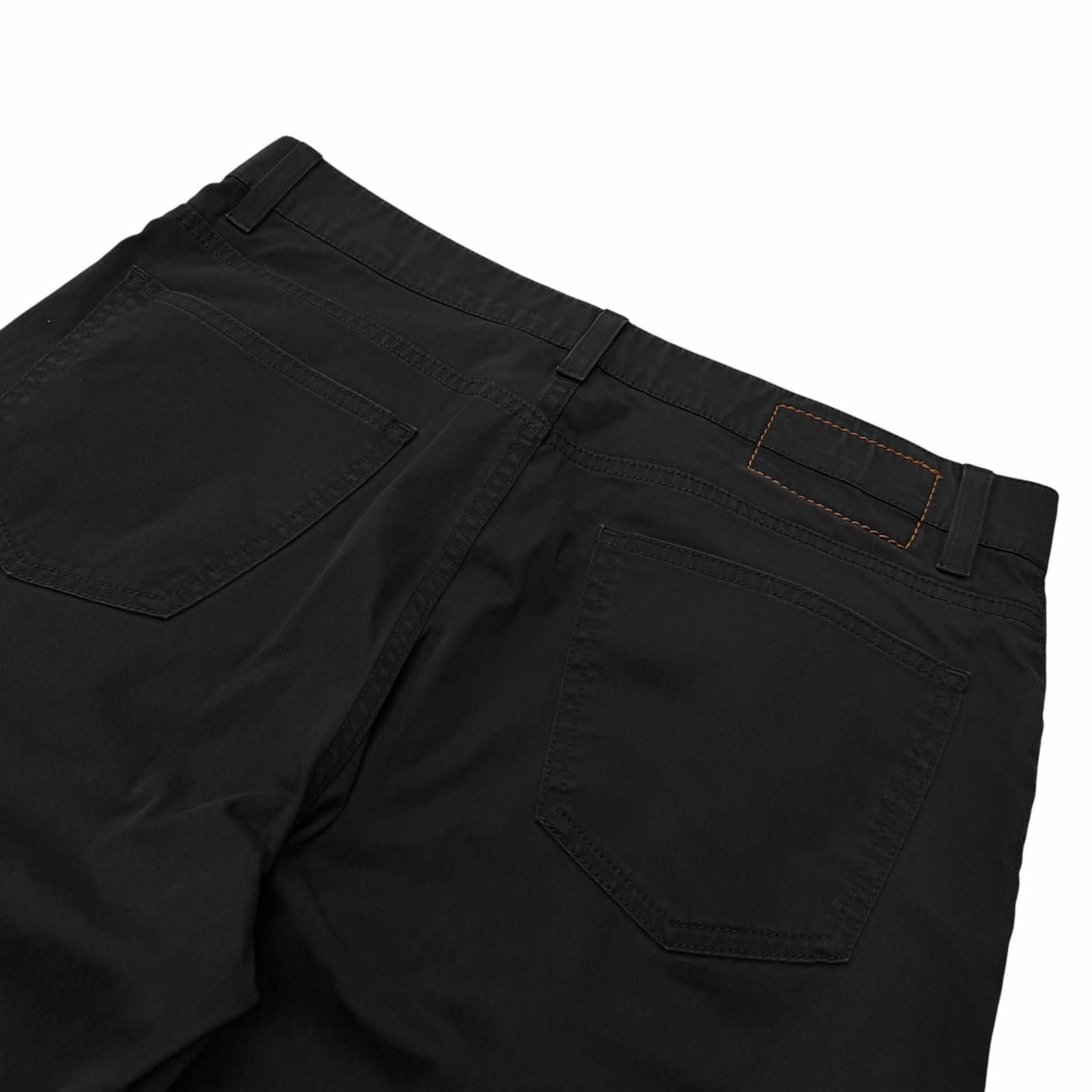 Hermes Series Button Fly Logo Leather Patch Cotton Pants Black 40 — view 4