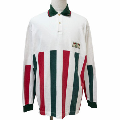 Gucci Web Stripe Long Sleeve Polo Shirt White