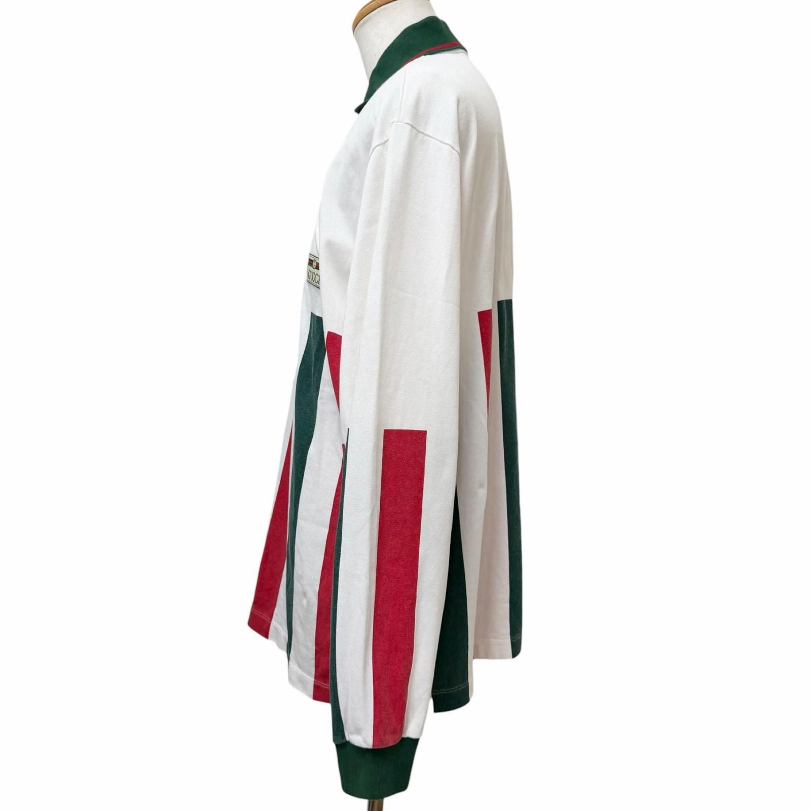 Gucci Web Stripe Long Sleeve Polo Shirt White — view 3