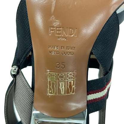 Fendi Sandals 35 Black Beige Multi Mesh — view 6
