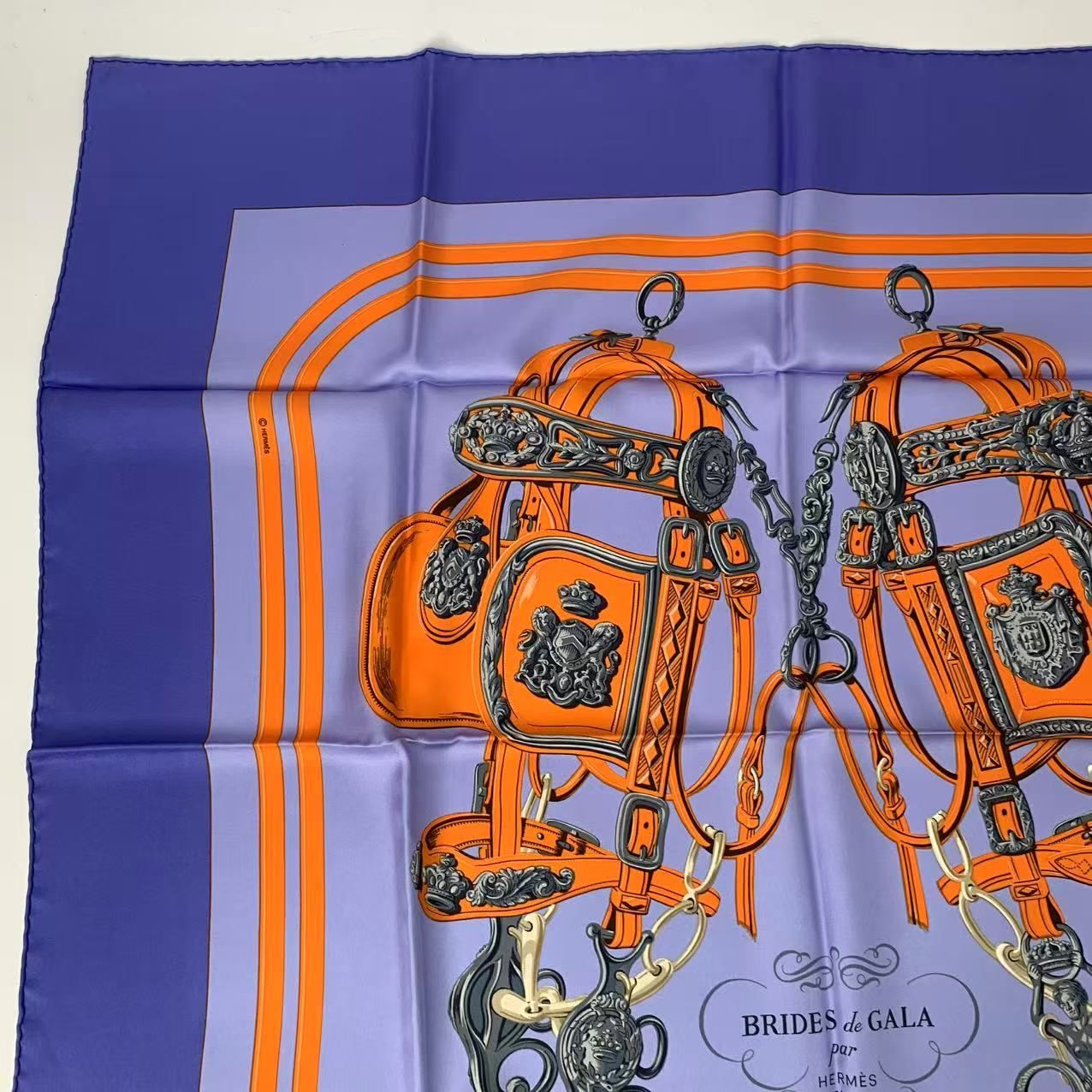 Hermes Carre 90 Silk Scarf Brides de Gala Blue — view 2