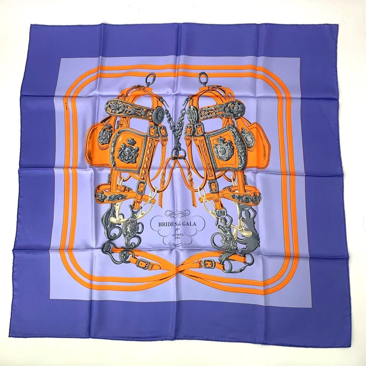 Hermes Carre 90 Silk Scarf Brides de Gala Blue
