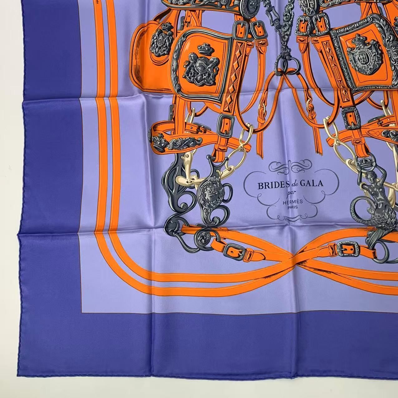 Hermes Carre 90 Silk Scarf Brides de Gala Blue — view 4