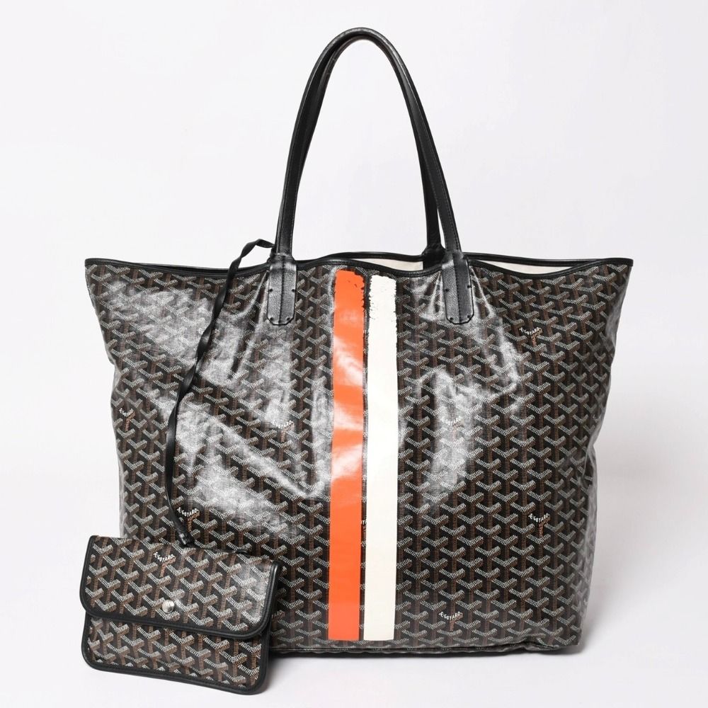 Goyard Super Rare Saint Louis XXL Tote Bag Leather Black Markage Herringbone