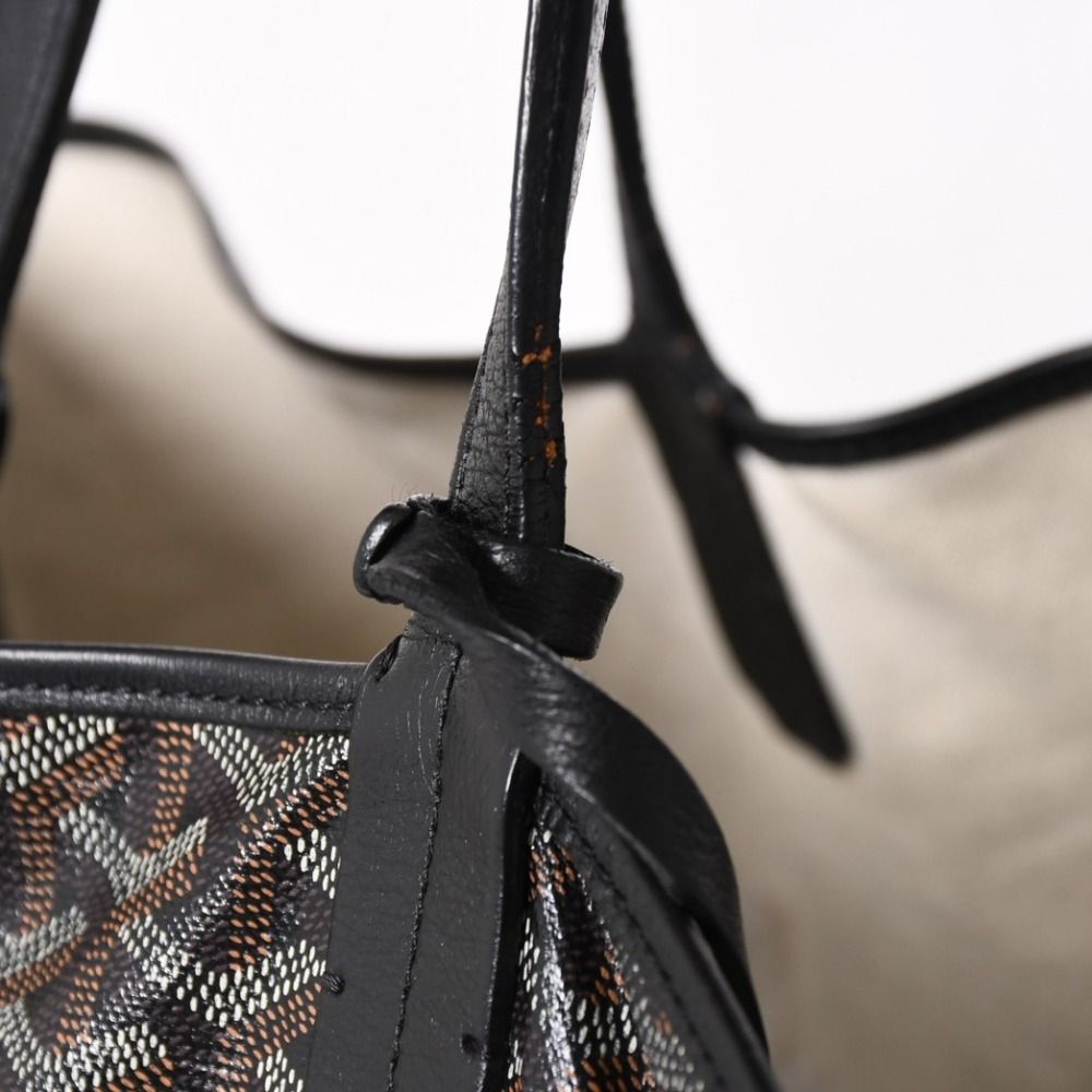 Goyard Super Rare Saint Louis XXL Tote Bag Leather Black Markage Herringbone — view 7