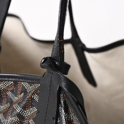 Goyard Super Rare Saint Louis XXL Tote Bag Leather Black Markage Herringbone — view 7