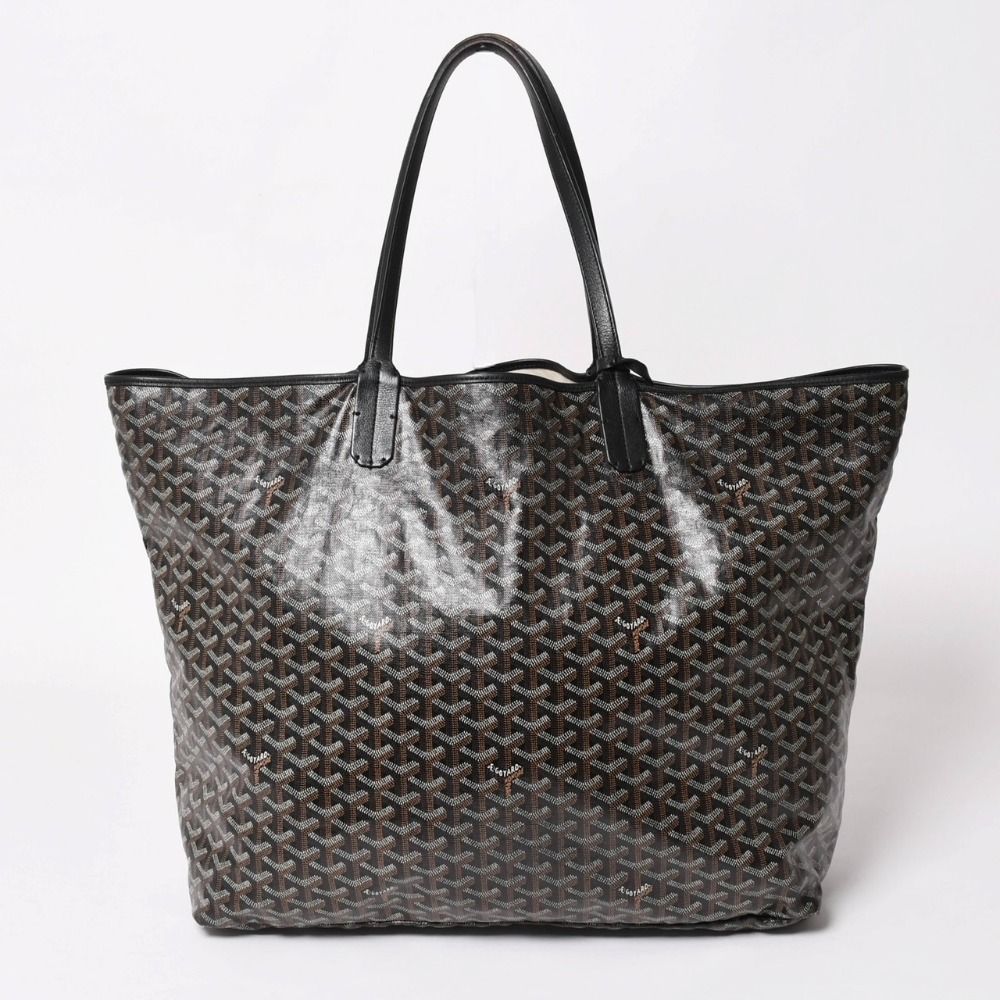Goyard Super Rare Saint Louis XXL Tote Bag Leather Black Markage Herringbone — view 5