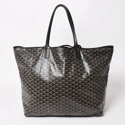 Goyard Super Rare Saint Louis XXL Tote Bag Leather Black Markage Herringbone — view 5