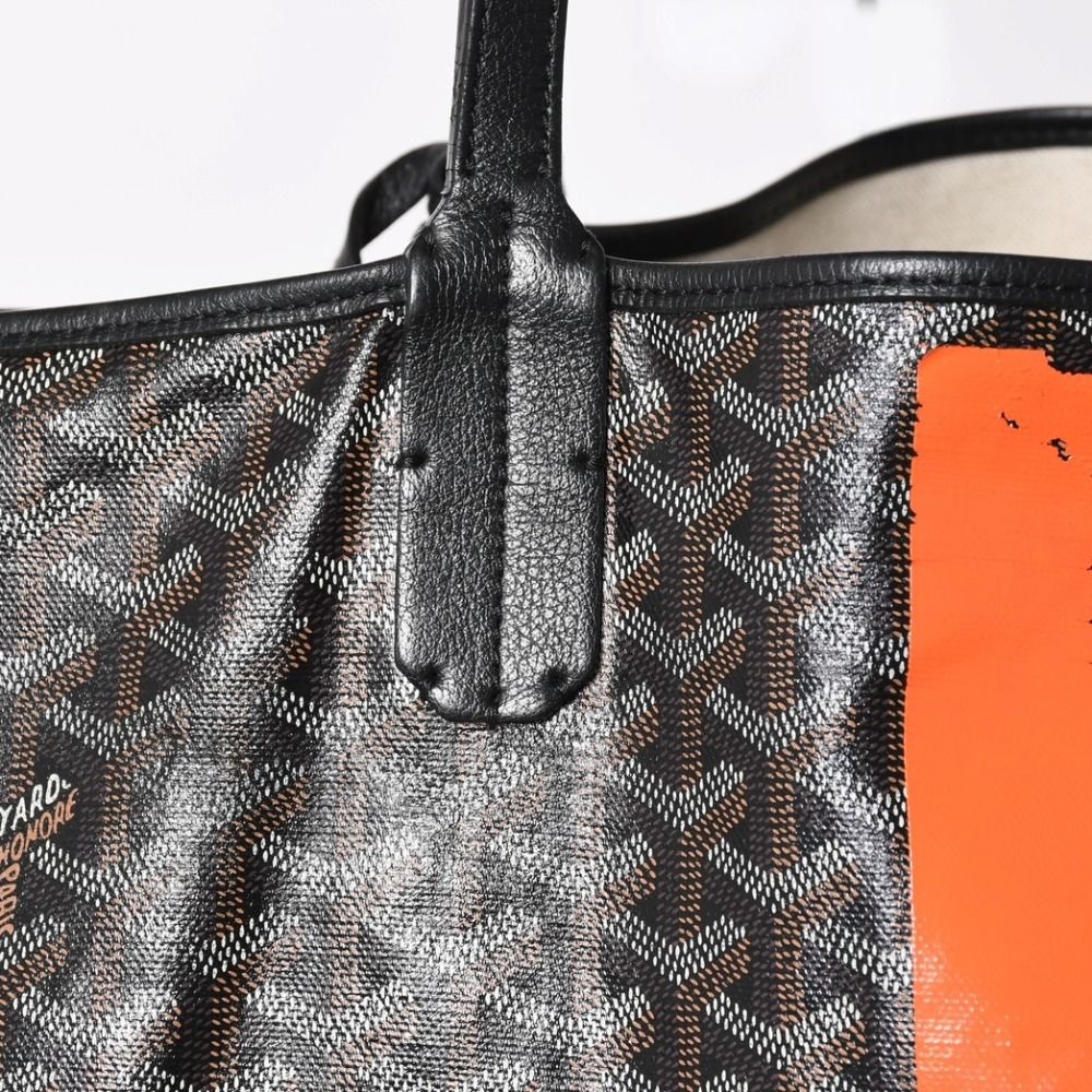 Goyard Super Rare Saint Louis XXL Tote Bag Leather Black Markage Herringbone — view 3