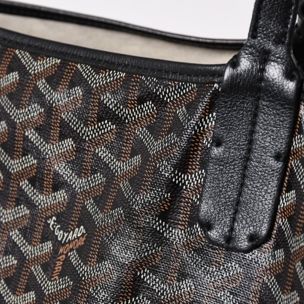 Goyard Super Rare Saint Louis XXL Tote Bag Leather Black Markage Herringbone — view 4