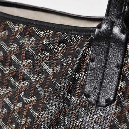 Goyard Super Rare Saint Louis XXL Tote Bag Leather Black Markage Herringbone — view 4