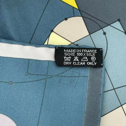 Hermes Carre 90 Echec AU Roi Checkmate Scarf Silk Blue — view 6
