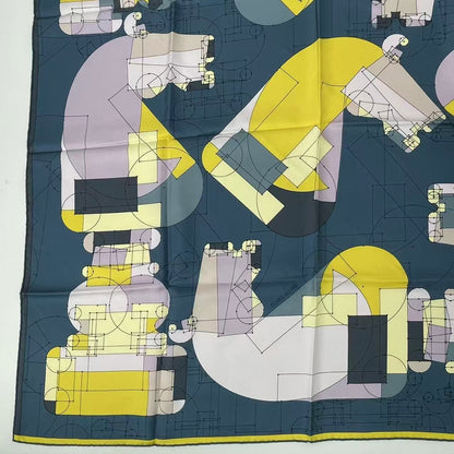 Hermes Carre 90 Echec AU Roi Checkmate Scarf Silk Blue — view 4