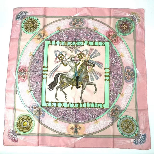 Hermes Carre 90 Silk Scarf Feux Dartifice Flame of Skill Pink