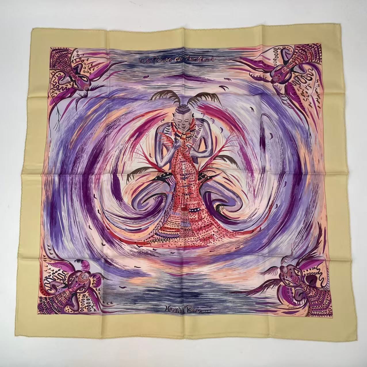 Hermes Carre 90 les Perles de Turukana Pearl of the Celestial Fire Scarf Silk