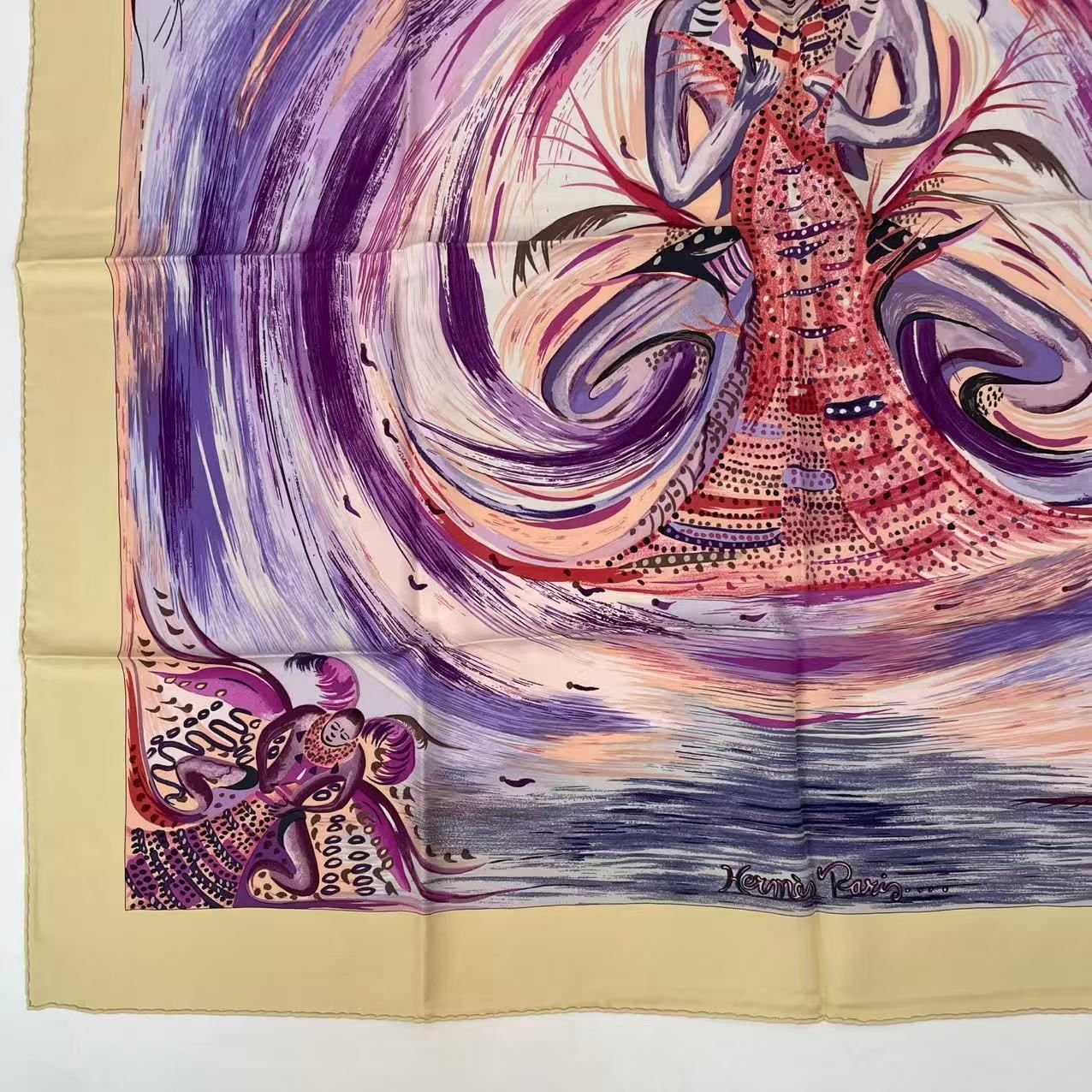Hermes Carre 90 les Perles de Turukana Pearl of the Celestial Fire Scarf Silk — view 4