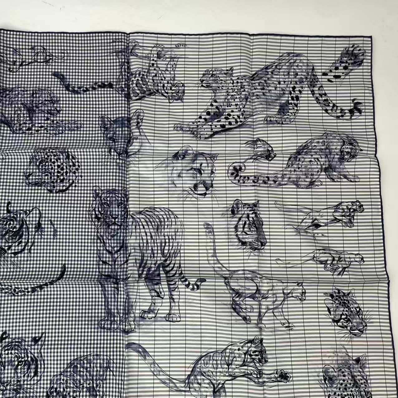 Hermes Carre 90 Silk Scarf Dans L Atelier de Robert's Blue — view 3