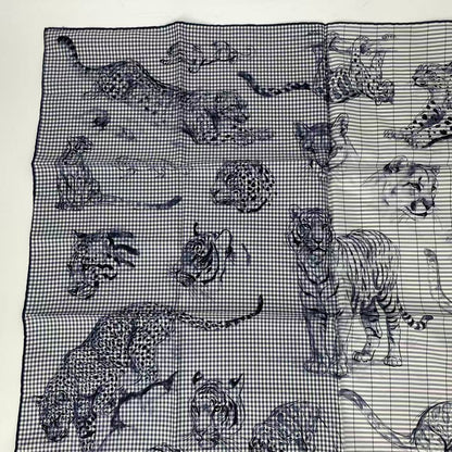 Hermes Carre 90 Silk Scarf Dans L Atelier de Robert's Blue — view 2