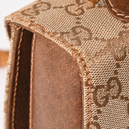 Gucci Bamboo Vintage Shoulder Bag GG Canvas Brown Beige Turnlock — view 8