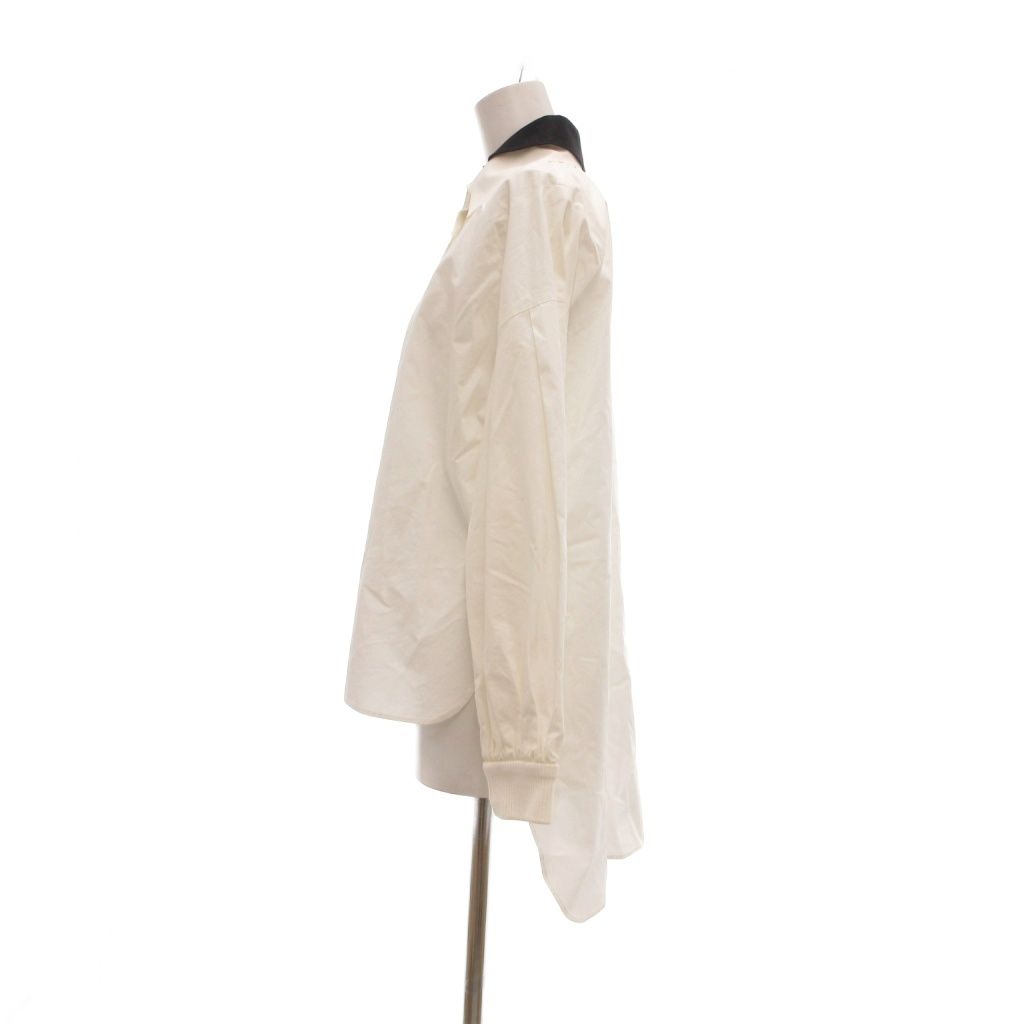Fendi Shirt Blouse 36 White Double Collar Zucca Pattern FF Logo Rib MG — view 3
