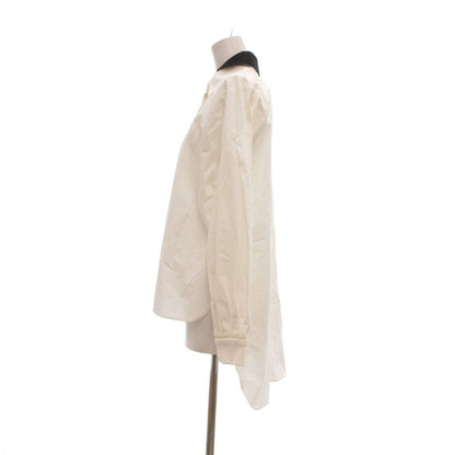 Fendi Shirt Blouse 36 White Double Collar Zucca Pattern FF Logo Rib MG — view 3