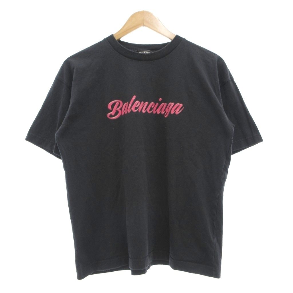 Balenciaga T-Shirt Short Sleeve Top Logo XS Black Ink MG