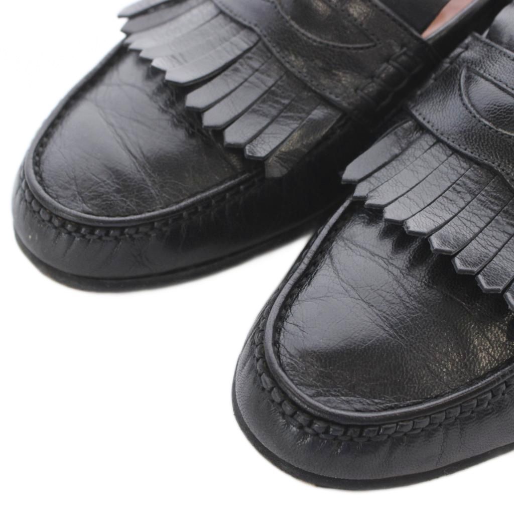 Gucci Loafers Slip on Leather 41.5 Black with Fringe with RI — view 3