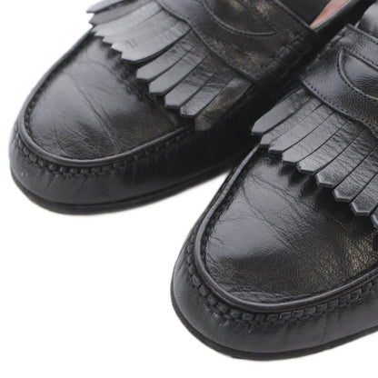 Gucci Loafers Slip on Leather 41.5 Black with Fringe with RI — view 3