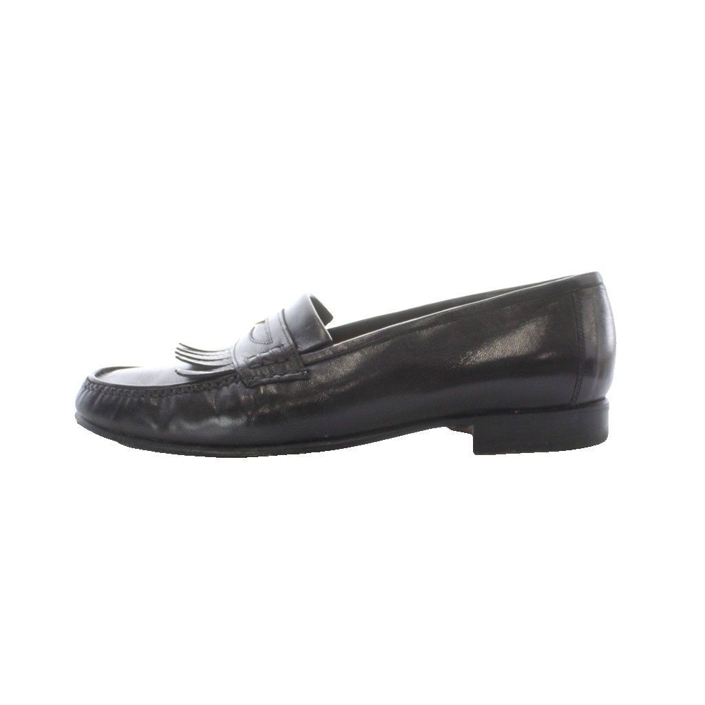 Gucci Loafers Slip on Leather 41.5 Black with Fringe with RI — view 2