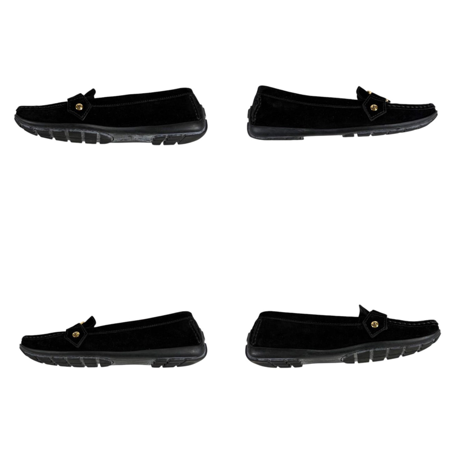Louis Vuitton Flower Motif Loafers Driving Shoes Black Noir Suede Leather — view 6