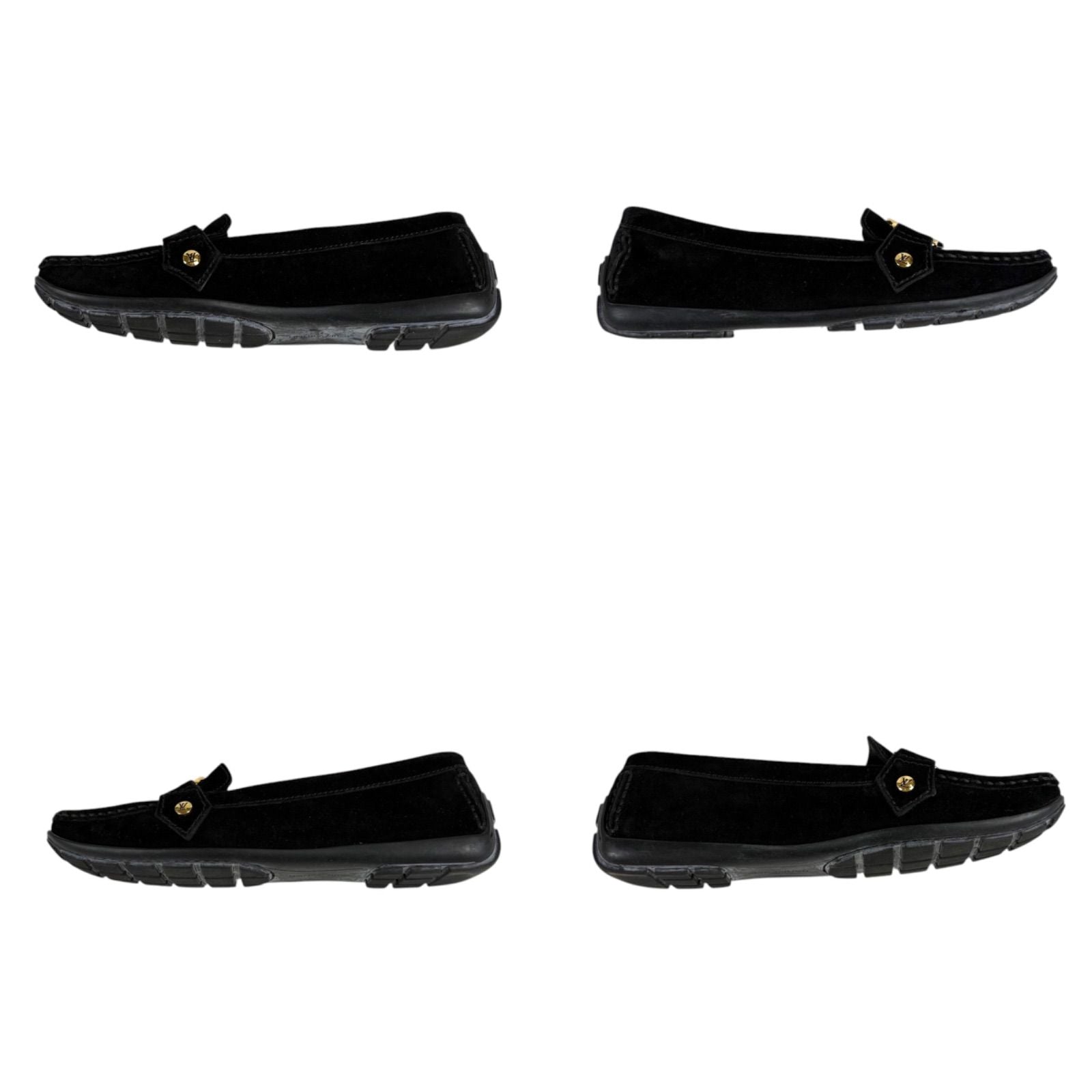 Louis Vuitton Flower Motif Loafers Driving Shoes Black Noir Suede Leather — view 6