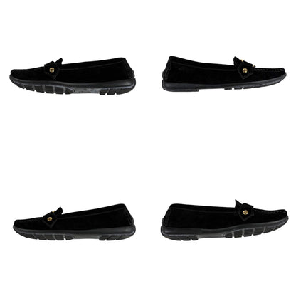Louis Vuitton Flower Motif Loafers Driving Shoes Black Noir Suede Leather — view 6