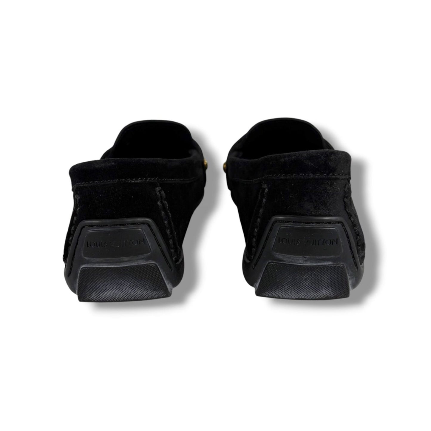 Louis Vuitton Flower Motif Loafers Driving Shoes Black Noir Suede Leather — view 5